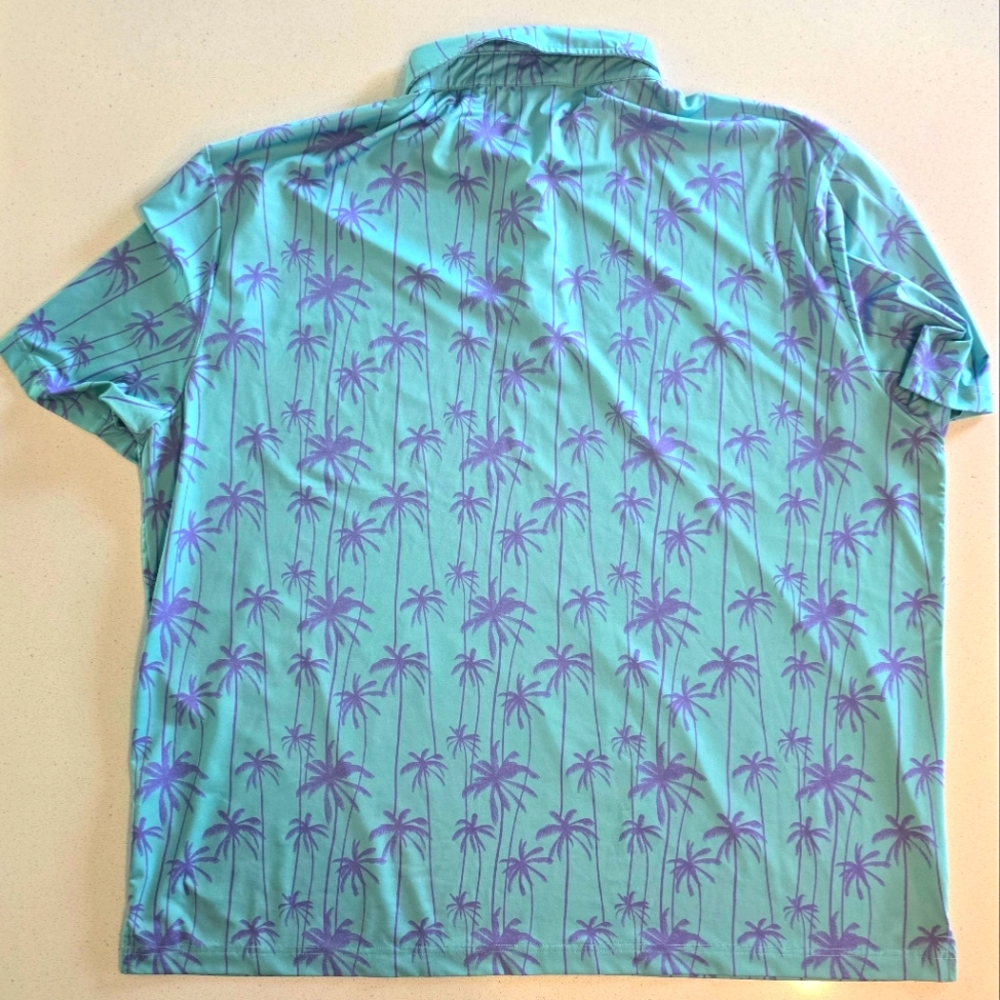 Sunday Swagger Palm Tree Print Golf Polo Shirt 4XL - Picture 6 of 6